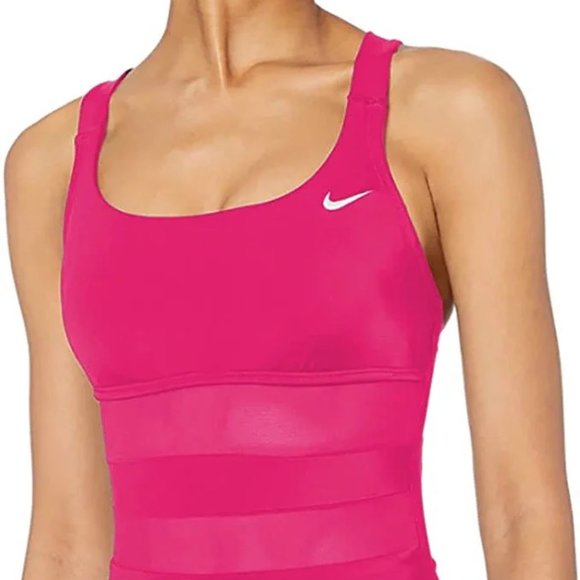 Nike Athletic Pink Mesh Cutout One Piece Swimsuit *LARGE* - Picture 1 of 5